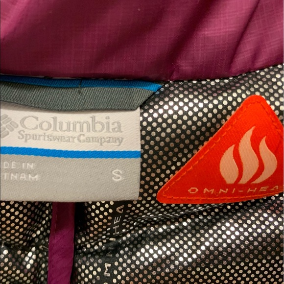 NWOT WOMENS PURPLE COLUMBIA-SPORTSWEAR METALLIC OMNI-HEAT FLUFFY DOWN HOOD VEST - Picture 11 of 11